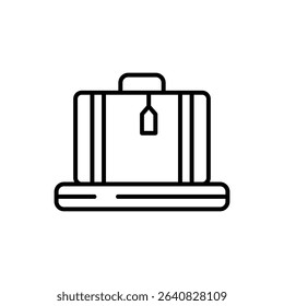 Business Suitcase on Conveyor Belt Icon Thin Line Outline Style for Travel or Transport Concept
