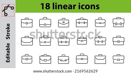 Business Suitcase is a set of Linear Icons on the theme of suitcase or purse, bag and much more, Editable icons, perfect lines