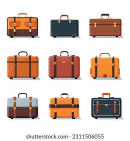 Business suitcase set vector isolated