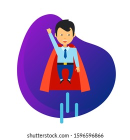 Business superhero icon. Flying businessman, cape, mantle isolated sign. Business, startup, success concept. Vector illustration symbol element for web design