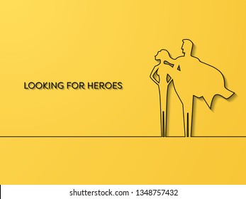 Concepto de vector de reclutamiento de superhéroes de negocios. Símbolo de oportunidad de carrera, fuerza, líderes, motivación, poder, confianza y coraje. Ilustración vectorial Eps10.