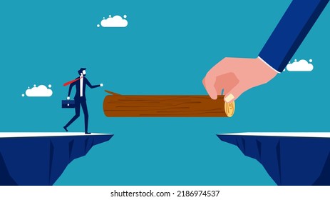 Business support. Build a bridge to help businesses. business concept vector illustration