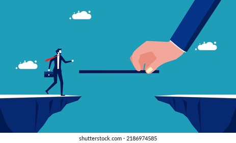 Business support. Build a bridge to help businesses. business concept vector illustration