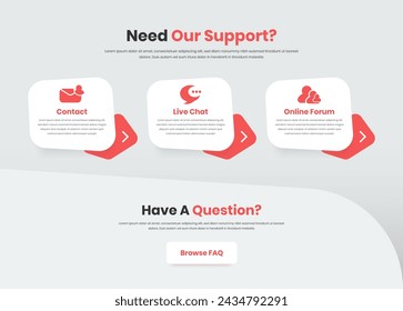 Business support contract and help center web user interface design with modern abstract layout