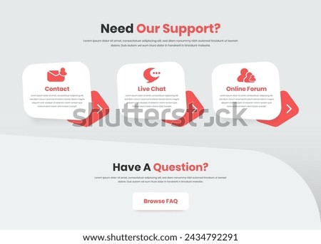 Business support contract and help center web user interface design with modern abstract layout