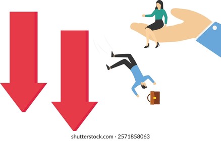 Business support hand after business slump, Vector illustration in flat style

