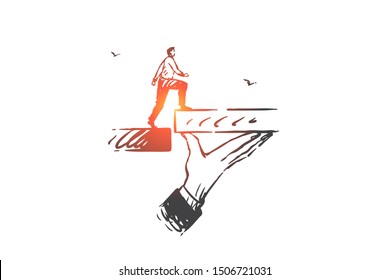 Business support, help concept sketch. Hand drawn isolated vector