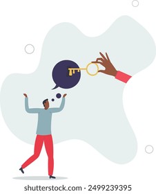Business support or help to solve problem, clear and unblock work obstacle or key to unlock business idea concept.flat design with people.