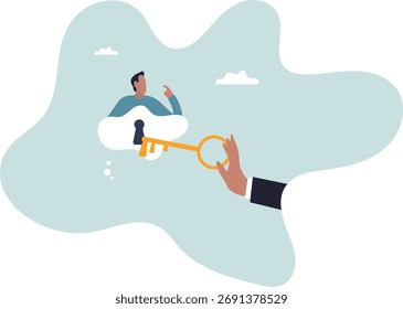 Business support or help to solve problem, clear and unblock work obstacle or key to unlock business idea.about a man and his life.