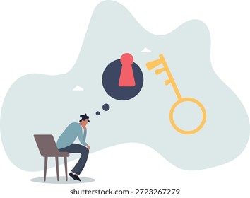 Asistencia de negocios o ayuda para solucionar problemas, despejar y desbloquear obstáculos de trabajo o clave para desbloquear concepto de idea de negocio. vida y empleo de las personas.