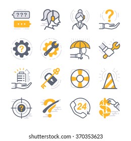 Business Support icons. Included the icons as customer services, help desk, operator, security, privacy, assistant and more.