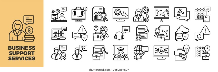 Business Support Services Icon Set For Design Elements	
