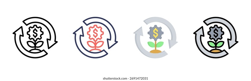 Conjunto de iconos de sostenibilidad empresarial colección de estilo múltiple