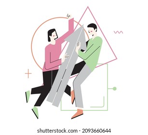 Business synergy concept. Collaboration and teamwork. Office characters cooperation for additional business development. Idea of successful coworking. Flat vector illustration