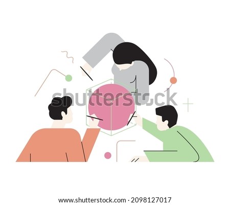 Business synergy concept. Collaboration and teamwork. Office characters cooperation for additional business development. Idea of successful coworking. Flat vector illustration