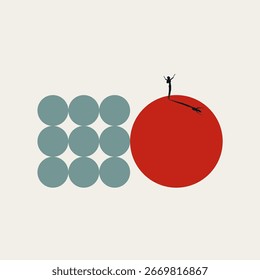 Concepto de Vector de efecto de sinergia empresarial. Símbolo de cooperación, gestión corporativa, fusión. Ilustración de diseño mínimo eps10.