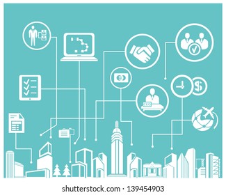 business system and management info graphic, background