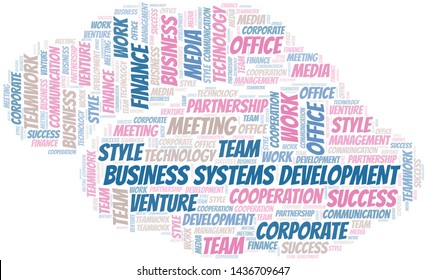 Business Systems Development word cloud. Collage made with text only.