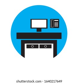 business table icon logo vector