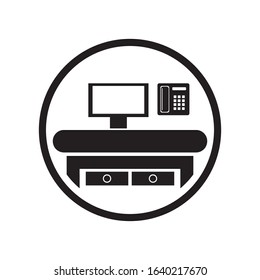 business table icon logo vector