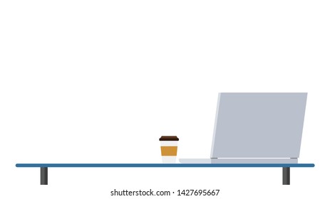 Business table vector. wallpaper. free space for text. copy space. blank. coffee cup. computer vector.