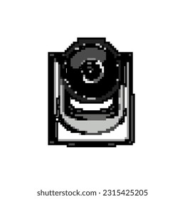 business table web camera game pixel art retro vector. bit lens equipment, digital technology business table web camera. old vintage illustration