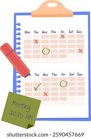 Business Tablet With Schedule Vector Illustration