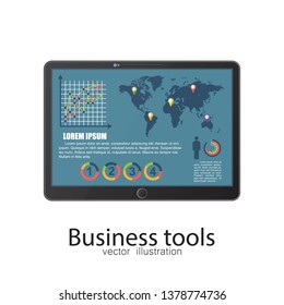 Business tablet  vector illustration isolated.