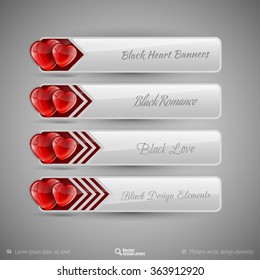Business tabs with valentines hearts. Vector design elements for infographics.