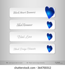 Business tabs with valentines hearts. Vector design elements for infographics.