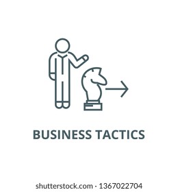 Business tactics, chess horse  line icon, vector. Business tactics, chess horse  outline sign, concept symbol, flat illustration