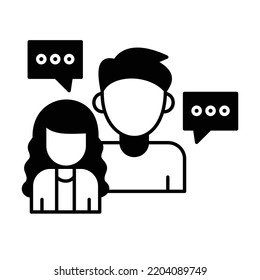 Conversación comercial Icono de vector de glifos negros que puede modificar o editar fácilmente

