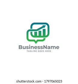 Business Talk Logo - Chart and Chat Icon - Consulting Symbol Vector Illustration