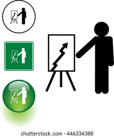 business talk with positive chart symbol sign and button