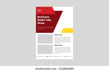 Business Talk Show Flyer Design Template. Corporate Business Radio Talk Show Poster Leaflet Design. Business Podcast Flyer Design.