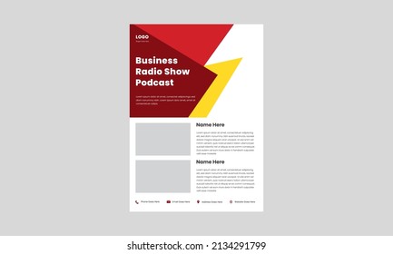 Business Talk Show Flyer Design Template. Corporate Business Radio Talk Show Poster Leaflet Design. Business Podcast Flyer Design.