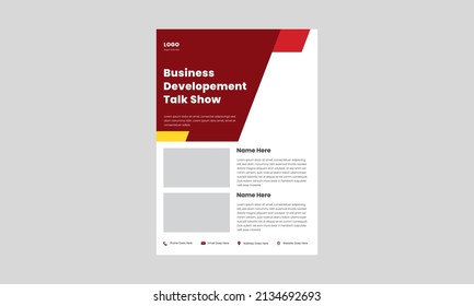 Business Talk Show Flyer Design Template. Corporate Business Radio Talk Show Poster Leaflet Design. Business Podcast Flyer Design.