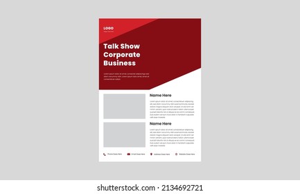 Business Talk Show Flyer Design Template. Corporate Business Radio Talk Show Poster Leaflet Design. Business Podcast Flyer Design.