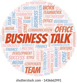 Business Talk word cloud. Collage made with text only.
