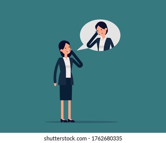 Business talking smartphone. Communication technology concept. Vector illustration in cartoon style