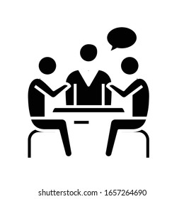 Business talks black icon, concept illustration, vector flat symbol, glyph sign.