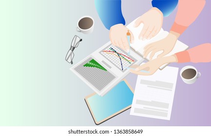 business talks finance table charts flat illustration