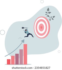 Business target achievement or success and reaching for target and goal concept.flat vector illustration.