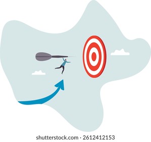 Business target achievement or success and reaching for target and goal .character for design.