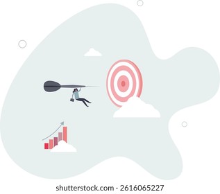 Business target achievement or success and reaching for target and goal concept.flat character life .