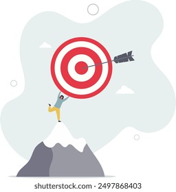 Business target, aiming high goal, objective or purpose, skill or aspiration to achieve target, precision or accuracy concept,flat design.illustration with people.