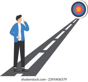 Business target, aiming to reach new year goal, upcoming challenge or opportunity concept, Businessman on road to target.

 - Shutterstock ID 2395406579