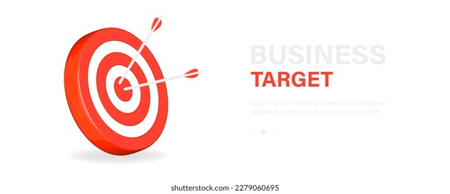 A business target banner with a goal board. Business goal achievement concept. Vector illustration