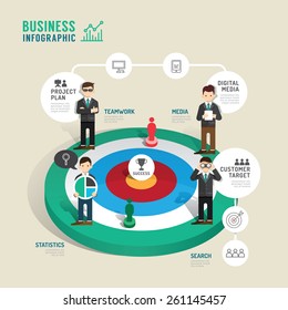 Business Target Board Game Concept Infographic Step To Successful,vector Illustration