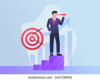 business target with businessman goals target and visionary concept